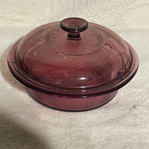 Vintage Corning Vision Ware Cranberry 24oz Casserole Dish